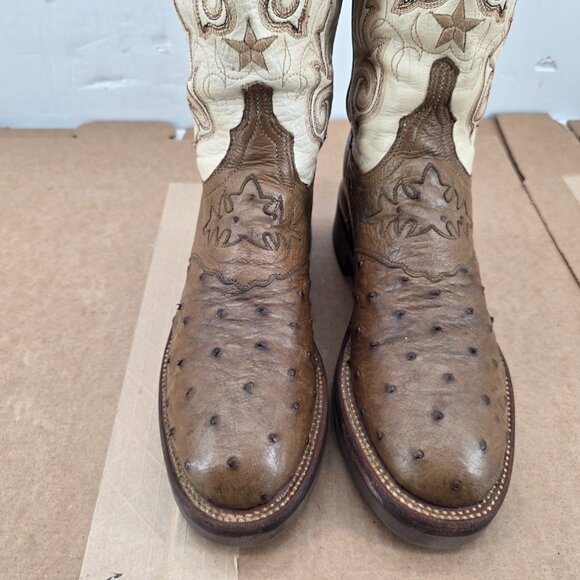 Lucchese Tan and Cream Heeled Boots - Picture 7 of 10